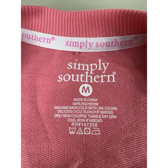 Simply Southern Sweatshirt M Pink LET’S GO GIRLS Sparkle Letter Cowboy Western - Picture 7 of 11